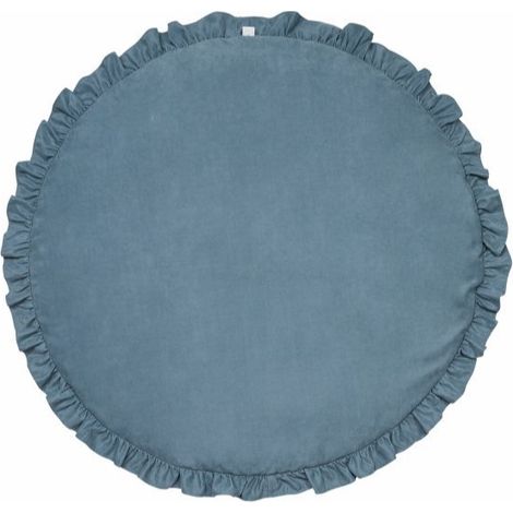 Tapis de couleur unie à volants bord rond tapis rampant doux tapis de sol de jeu pour bébé décoration couverture de jeu pour bébé pour enfants ins nouvelle dentelle tapis rampant de couleur unie bleu