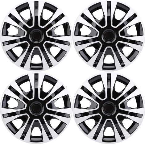 4 enjoliveurs remplacement R16 – Couvercle jante clip 16 pouces universel voitures camions SUV argent noir, carrosserie (1/5)