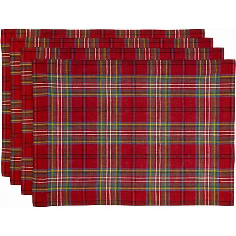 Sets de table de Noël Xiyin, décoration de restaurant à carreaux, fabricant de serviettes de Noël, nappes imprimées en polyester - 30 x 45 cm (lot de 4) - 11