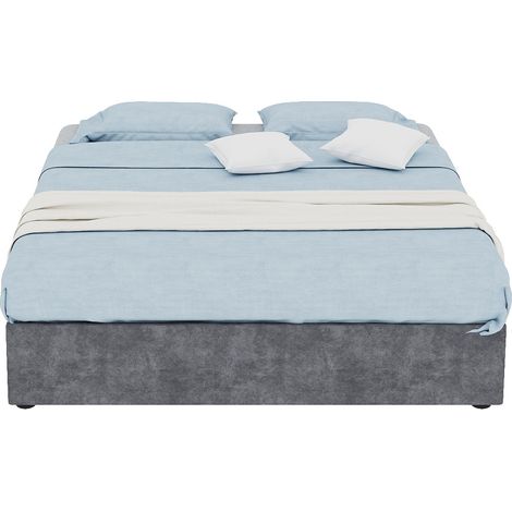 Struttura letto contenitore 140 x 200 cm grigia in velluto con sollevamento a gas, senza testiera (1/5)