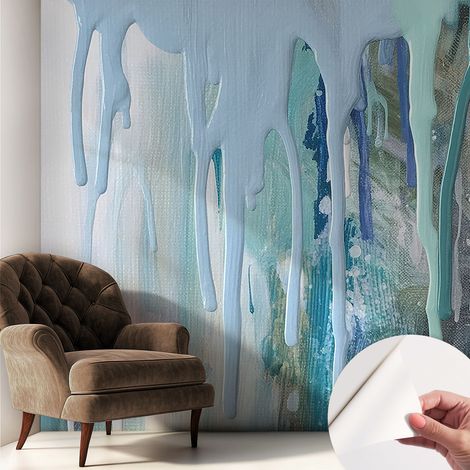 Papier peint autocollant adhésif avec imprimé motifs uniques apparence moderne Cascades bleues 250x250 cm (1/5)