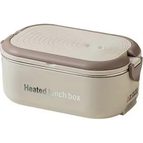 Boîte à lunch électrique portable 220 V, prise européenne, 1 L, en acier inoxydable, couleur beige. Idéale pour le bureau. (1/5)
