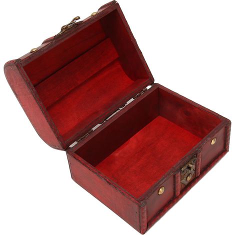Boîte à Bijoux Vintage en Bois avec Couvercle Flip pour Accessoires et Monnaie, Format Grand (1/5)
