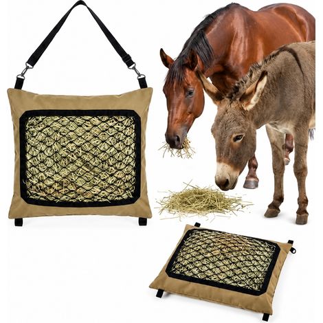 Sac à foin pour cheval grande capacité sac d'alimentation et rangement marron 59 × 49 × 2 cm 220 g – Livraison gratuite (1/5)