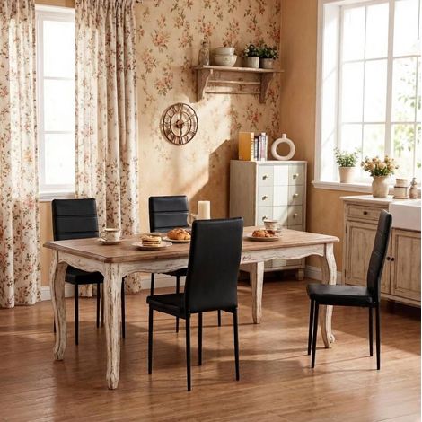 Lote de 4 sillas de comedor con respaldo alto de piel sintética negra HAVRYA (1/4)