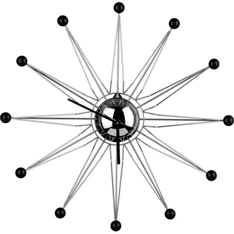 Premier Housewares Metal and Black Plastic Balls Wall Clock