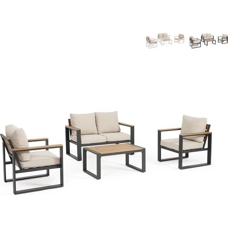 Conjunto de jardín para exterior con sillas, sofá y mesa Leandro YES - Antracita (1/5)