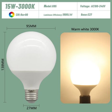Ampoules LED E27 (15 W, 3 000 K, lot de 3), basse consommation, universelles, type ampoule, pour coiffeuse (1/3)