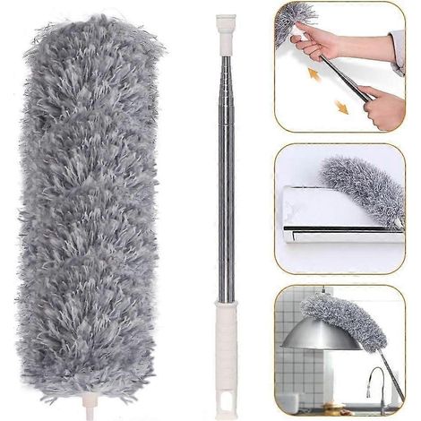Balai à poussière et balai de sol. Balai à poussière télescopique en microfibre avec manche télescopique en acier inoxydable. (1/5)
