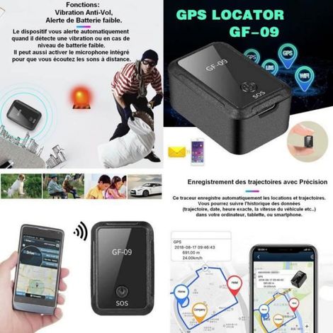 Ecoute conversation à distance - Traceur Mini géolocalisateur en temps réel GSM/GPRS (GF09) (1/4)