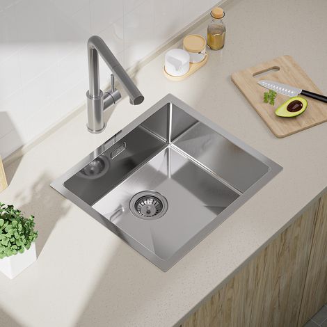 Cecipa 50 x 44 cm Fregaderos de una cubeta Fregadero de cocina Fregadero de cocina de acero inoxidable de 1 seno - Fregadero bajo encimera - Acero inoxidable 304 cepillado (1/5)