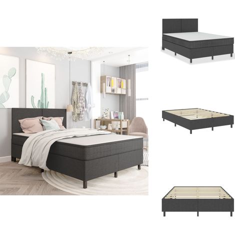 Boxspring-Bettgestell Grau Stoff 160x200 cm - Boxspringbett - Doppelbett - Bettrahmen - Bettgestell - Grau