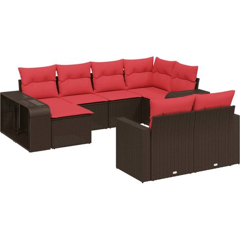 Maison Exclusive - 10-teiliges Gartensofa-Set mit Kissen, braun,