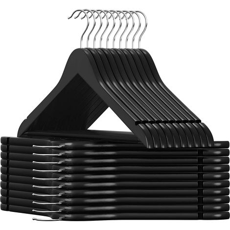 Lote de 20 Perchas de madera de arce con muescas 44,5 cm negro 120000073 (1/3)