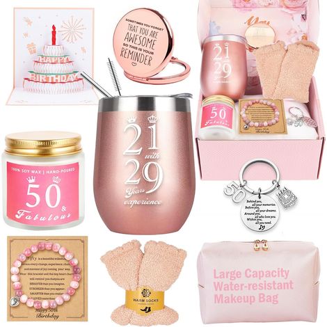 Cadeau 50 ans Anniversaire Femme, coffret cadeau de joyeux 50e anniversaire pour meilleures amies, femme, maman, épouse, fille, sœur, sa petite amie, collègue, meilleure amie (1/5)