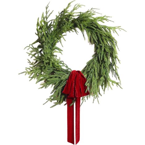 Guirlande De Noël Artificielle - Pin D'Norfolk Et Cèdre - 30 Cm De Diamètre - Pour Porte Intérieure Extérieure - 1 Pièce (1/2)