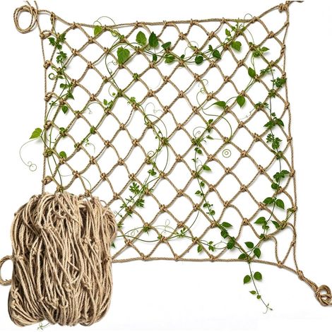 Filet de Jute pour Plantes Grimpantes à Grandes Mailles,Filet pour Concombre 1x5m,Filets pour Plante Grimpantes,Filets à Concombre,Biodégradable,pour Concombres, Tomates et Autres Plantes Potagères (1/5)