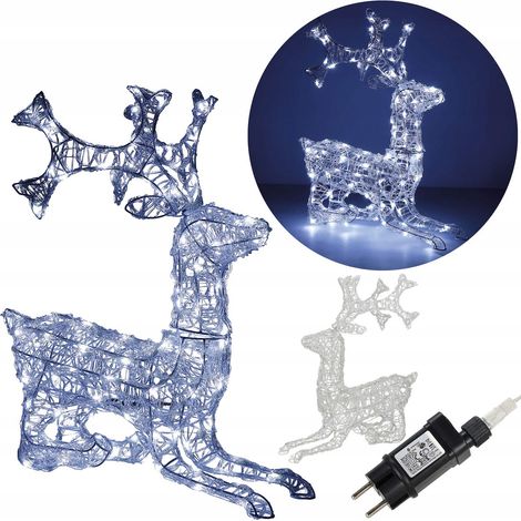 Grande Renna Luminosa 130 LED Luce Fredda Bianca Decorazione Natalizia Luci (1/5)