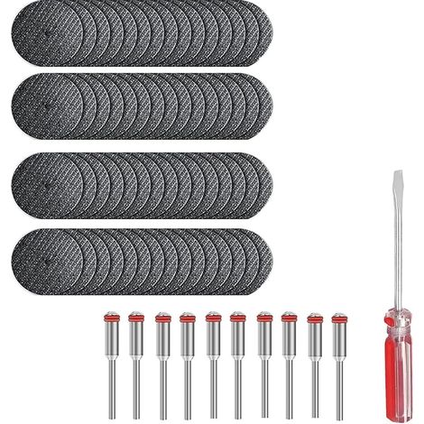60pcs Disques de Coupe pour Dremel, Lame de Coupe pour Accessoires Outils Rotatifs avec 8pcs 3mm Mandrin - pour Bois, Métal, Plastique, Pierre, Verre (1/5)