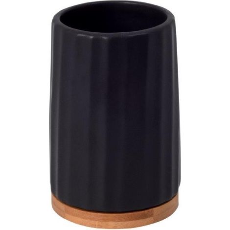 Taza de cerámica negra para cepillo de dientes y pasta de dientes 8x12 cm (1/3)