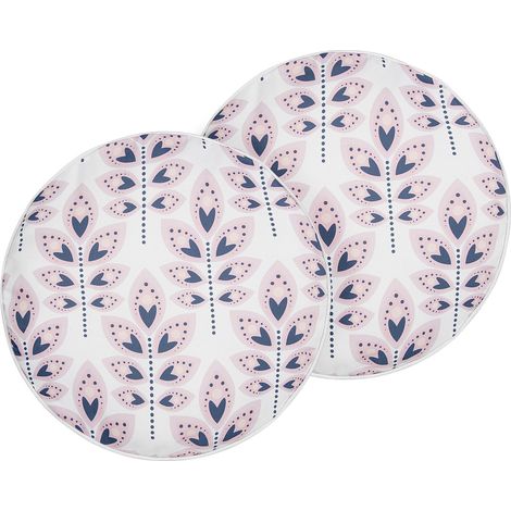 Lot de 2 Coussins d'Extérieur en Tissu Crème à Motif de Feuilles 40 x 40 cm Torretta
