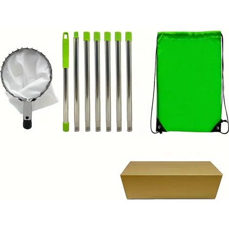 Cueilleur de fruits avec perchoir, cueilleur de fruits amovible, cueilleur de fruits 2,4m inox, cueilleur de cerises, cueilleur de pommes, cueilleur de fruits, cueilleur de fruits, outil de cueillette (1/3)