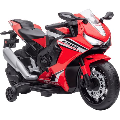 6V Honda Licensed Kids Motorcycle w/ Music, Training Wheels - Red