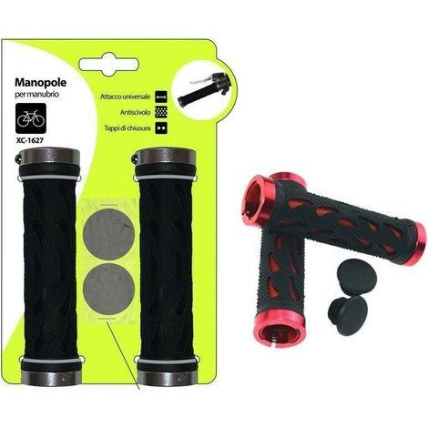 TRADE SHOP - Coppia Manopole Per Manubrio Sterzo Bicicletta Universale Tappi Chiusura Xc-1627 -