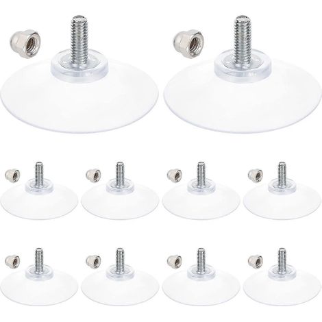 Lot de 12 ventouses transparentes en silicone PVC de 5,3 cm (2,1 pouces) pour plaques d'immatriculation, avec supports pour gobelets, pour salle de bain et cuisine. (1/5)