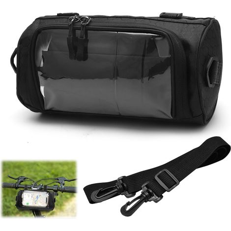 Sacoche Velo Guidon Imperméable, Sacoche Guidon Velo avec écran Tactile et Sangle Amovible, Sacoches de Guidon Vélo pour Vélo électrique, Sacoche de Guidon Vélo pour Tous Les Vélos-3L