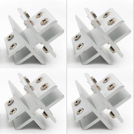 Set di 4 morsetti per vetro a forma di croce con supporto per vetro su 4 pannelli laterali, doccia, tavoli, pannelli, morsetto da 10-12 mm (1/5)