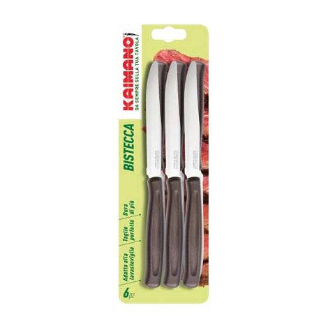 COLTELLO BISTECCA DINAMIK KAIMANO - MANICO PLT MARRONE/INOX CM 11,5 CF=PZ 6- 1 confezioni