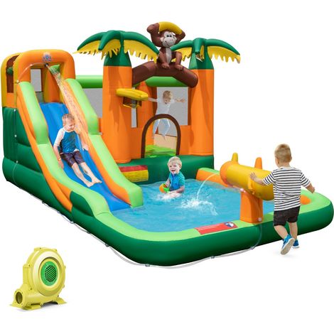 Kangmeile Toboggan Gonflable Droit – PVC Bleu – 158x79x62 Cm – Piscine – Intérieur/Extérieur – Cadeau Enfants – Accessoire Aquatique