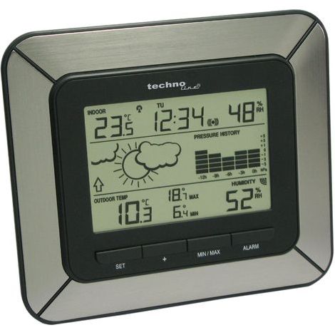 techno line WS 9273 Stazione Meteo, Alluminio Nero (1/5)