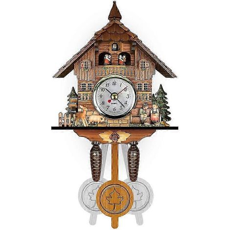 Horloge murale coucou, réveil, horloge de salon vintage en bois 001
