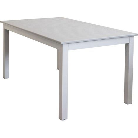 Tavolo estensibile 150/210 cm da esterno con struttura in alluminio e piano effetto doghe Eracle - Beige (1/5)