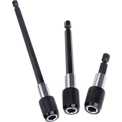 Porte-embouts magnétiques à rallonge de 6,35 mm en 3 parties avec tige hexagonale, Kit adaptateur de mandrin à dégagement rapide de 60 mm, 100 mm et 150 mm pour vis, écrous et tout type de perceuse et (1/5)