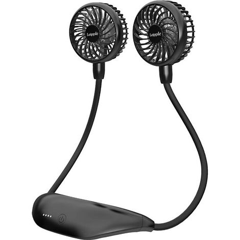 HOXILEELEO - Ventilateur de cou portable - Ventilateur de sport à 6 vitesses, rechargeable Ventilateur tour de cou personnel pour les voyages (1/5)
