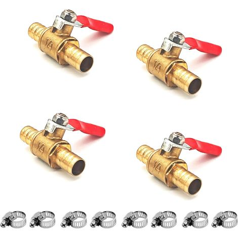 Vanne à Boisseau Sphérique en Laiton, 10 mm Raccord de Tuyau pour Eau Gaz Huile Interrupteur de Valve avec Scooter Moto Quad Deux Roues (10MM) (1/5)