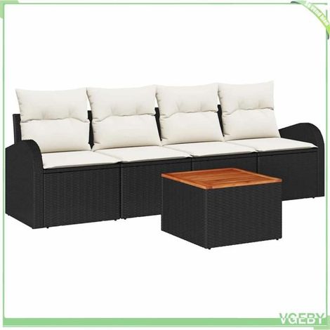3347509 Ensemble de canapé de jardin avec coussin 5 pcs Noir polyrotin (1/5)