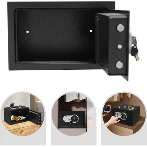Tresor für Zuhause mit Feuerfest Wasserdichter Geldtasche, Digitaler Safe Tresor mit Herausnehmbares Regal und Alarmanlage, Wandtresor Möbeltresor für Bargeld Medikamente Schmuck A4 Dokumente