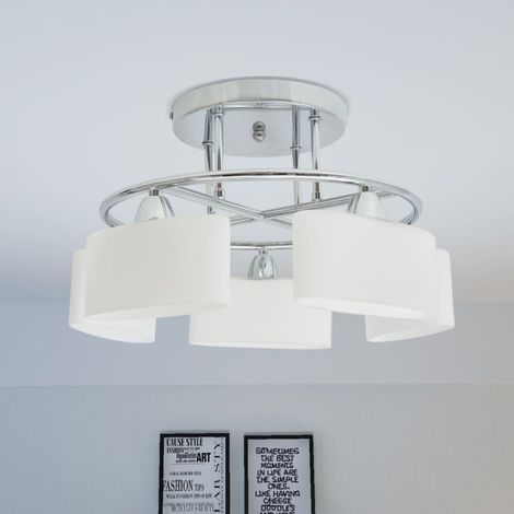 Ceiling Lamp with Ellipsoid Glass Shades for 5 E14 Bulbs 200 W vidaXL