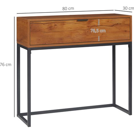 Console de style industriel, table d'appoint, buffet, 1 tiroir, marron et noir (1/5)