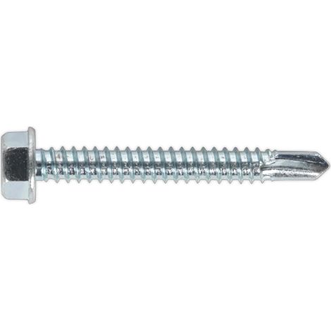 Sealey Zinc Plated Self-Drilling Hex Head Screw 6.3 x 50mm - Pack of 100 SDHX6350