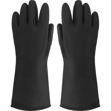 Ortviai Gants en Caoutchouc Longs Anti-Acide et Anti-Alcali – Protection Chimique, Isolation Électrique, Noir