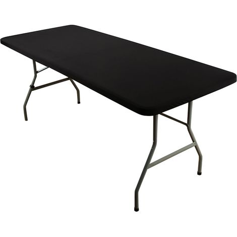 Nappe noire 183 x 76 cm avec élastique pour table de jardin, de cuisine ou de terrasse, pour l'extérieur. (1/5)
