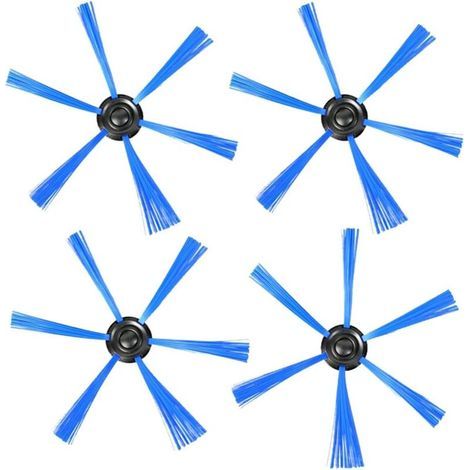 Juego de 4 cepillos para aspiradoras robot Philips FC8810, FC8820 y FC8832: cepillos laterales, cepillo de limpieza y piezas de repuesto. (1/4)