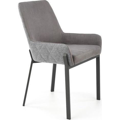 Chaise de salle à manger grise avec pieds en métal noir OGMA (1/5)