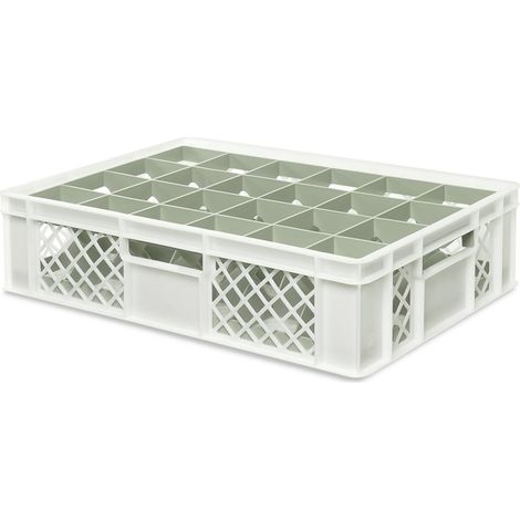 BRB Gläserkiste 600x400 mm für 15, 24, 33 oder 40 Gläser, farbig (Weiß, für 24 Gläser Ø 87 mm, Glashöhe max 122 mm)