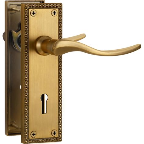 1 paire de poignées de porte intérieure à volutes victoriennes en bronze antique, ensemble de levier de serrure court pour portes intérieures en bois, s'adapte aux portes standard du (1/5)